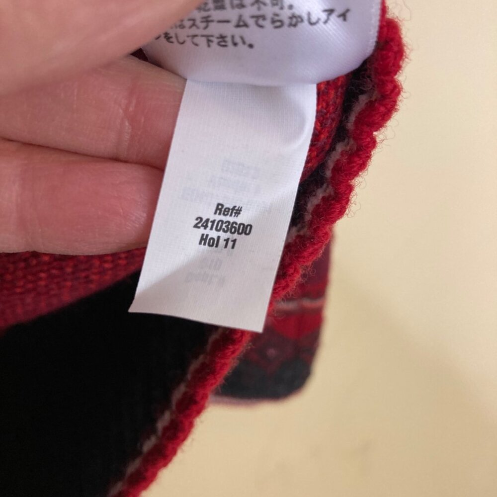 Eddie Bauer Womens Red & Gray Nordic Full-Zip Cardigan Sweater Small Merino Wool - Picture 12 of 13